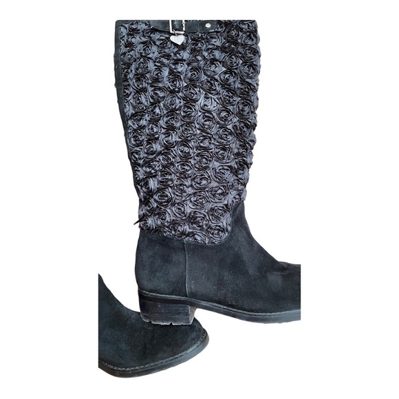 Beverly Feldman Rodeo Rose Black Suede Tall Boots​​​​​ - Picture 4 of 8
